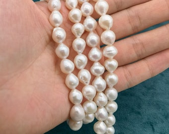50% OFF 2A 8-9mm White Teardrop Baroque Tail Pearl Strand, Droplet Shape for DIY Jewelry and Wholesale