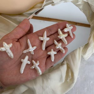 4a 15*25mm cross baroque pearl, center drilled loose pearl for jewelry making