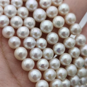 Aaa 7-8mm high luster round freshwater pearls, white freshwater pearls