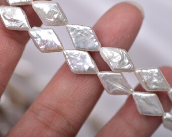 3A 9x14mm Baroque Diamond Shape Pearl Strand, Freshwater Pearls, DIY Jewelry Making, Unique Pearl Beads