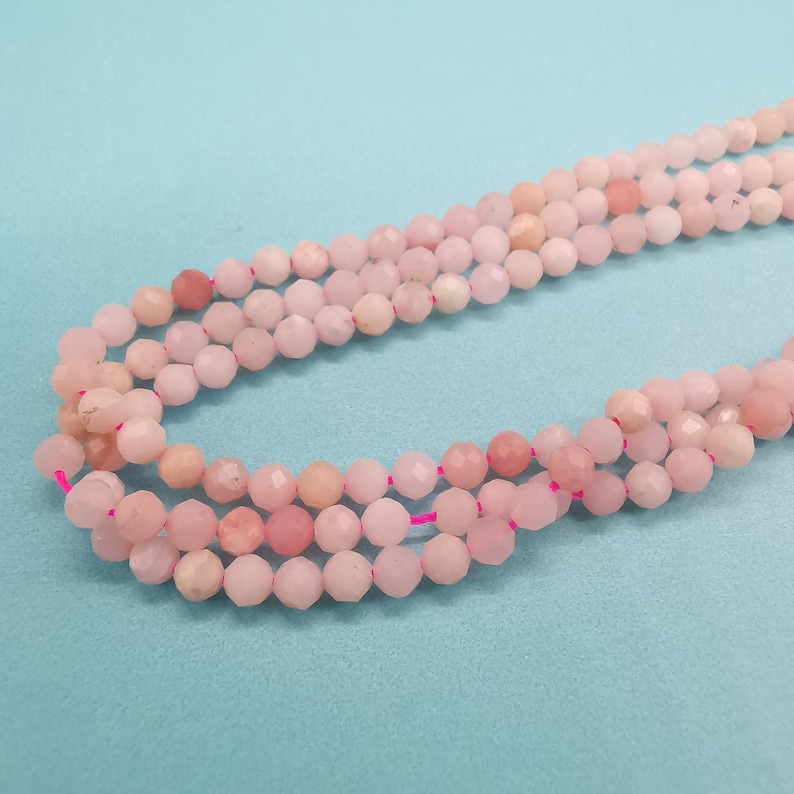 3.4mm Natural Pink Opal Beads pink color DIY beads Pink Opal Stones Faceted Opal Natural Pink Opal beads Pink Opal beads Pink Opal