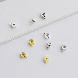 10pcs 3mm S925 Sterling Silver End Cap Beads, DIY Jewelry Making, Cord End Tips, Bracelet & Necklace Findings