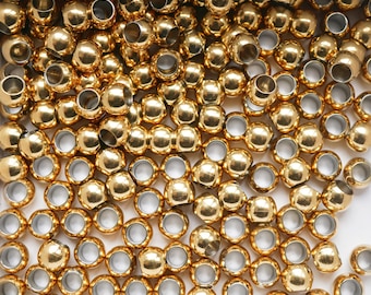 Perline distanziatrici in acciaio inossidabile argento e oro da 2-10 mm, gioielli fai da te, perline sfuse 10, 20, 50, 100 pezzi