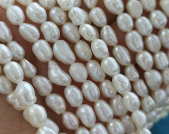 50% OFF 2A 6-7mm Freshwater oval nugget pearls, pearl jewelry making, natural pearls, wholesale pearls, full pearl strands