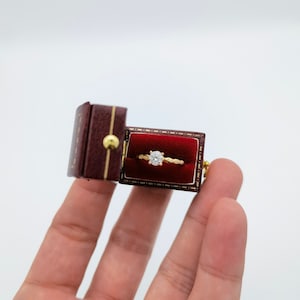 Vintage style red rectangle ring box handmade, engagement & wedding set elegant keepsake box, bridal photo