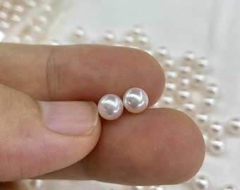 5A 4-10mm white akoya pearl, natural round loose pearl with strong luster and minimal blemish