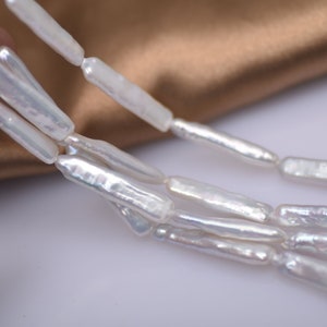4A 6-24mm Baroque Biwa Stick Pearl Strand, Freshwater Biwa Toothpick Pearls for DIY Jewelry Wholesale