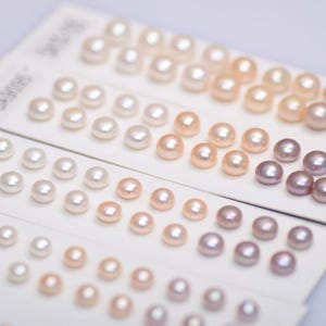 5A 5-10mm Mixed Color Button Pearls, Half Drilled Matched Pairs for Earrings, High Luster Freshwater Pearls for Jewelry Making