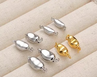 S925 sterling silver bean clasp, pearl necklace clasp, pull out clasp, diy sterling silver jewelry clasp