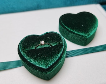 Green Velvet Ring Single Slot Ring Box for Wedding Ceremony, Wedding Ring Box, Engagement Ring Box, New Proposal Ring Box
