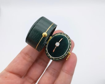 Scatola per anello ovale verde royal in stile vintage fatta a mano, elegante scatola ricordo per fidanzamento e matrimonio, foto della sposa, scatola per anello vintage