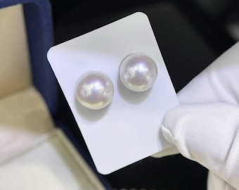 5A One Pair 10-11mm Round White Freshwater Pearls, Loose Pearls, Almost Flawless High Luster Pearls for Jewelry Making