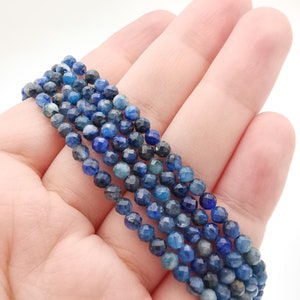 New 3mm Kyanite beads, Faceted round blue Kyanite beads, Kyanite gemstone, loose semi precious stone bead strand, AA+ Grade