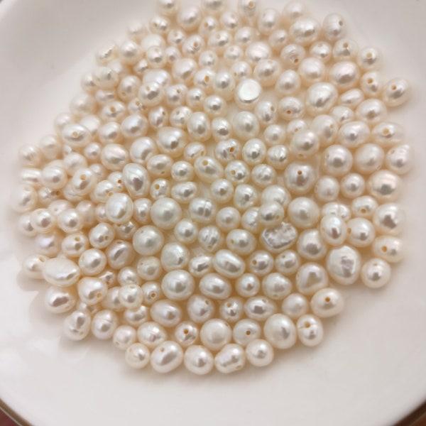50% Off 1pc 4mm small loose freshwater pearls, small pearls, center drilled pearls, white pearl, natural freshwater pearls, fine pearls