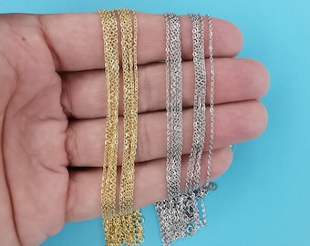 5pcs Stainless Steel Chain Necklace, Wholesale 45cm Chains, Silver Chain, Wholesale Stainless Steel Chain, Necklace Supplies, Gold, Silver