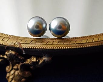 4A 8-12mm Matched Ice Blue Tahitian Pearl Natural Round Undrilled Bead for Custom Jewelry Making, Pearl Wholesale