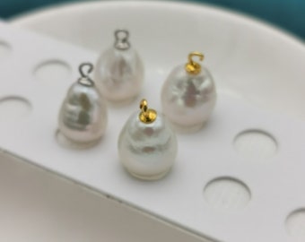 4A 10-11mm 1pc Teardrop Baroque Pearl Pendant, Natural Freshwater Baroque Pearl, White Droplet Pearl for Necklace or Charm