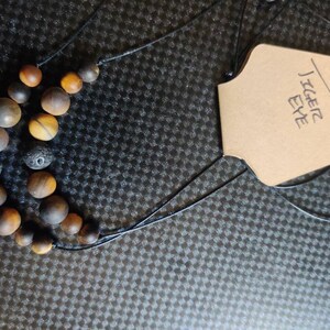 Black Ash gradual adjustable essential oil necklace Matte tiger eye