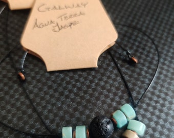 Galway essential oil bracelet, lava stone, wood bead, adjustable diffuser bracelet