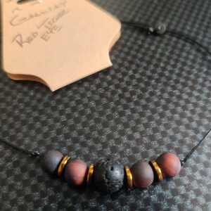 Galway essential oil bracelet, lava stone, wood bead, adjustable diffuser bracelet red tiger eye