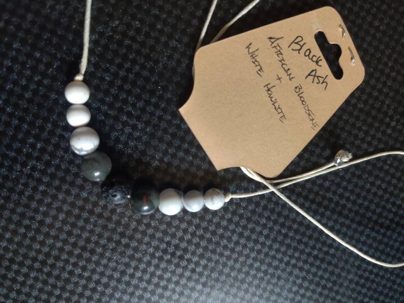 Black Ash gradual adjustable essential oil necklace African bloodstone