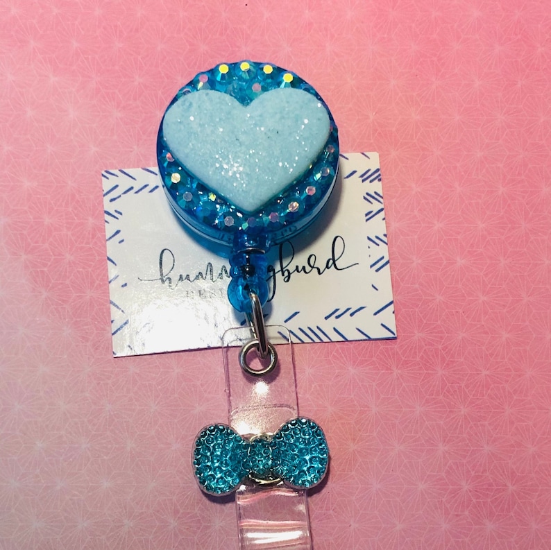 Blue Heart Gemstone Badge Reel