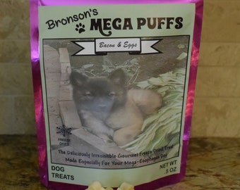 Bronson's Mega Puffs, MegaEsophagus dog treats, Bacon and Eggs flavor