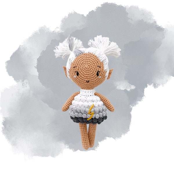 Mim the Storm Sprite - CROCHET PATTERN - from the Magical Winter Creatures CAL - by oche pots - amigurumi doll, sprite, fairy, elf