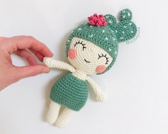 Pia the Prickly Pear - CROCHET PATTERN - from the Cactus Doll Collection - by oche pots - amigurumi