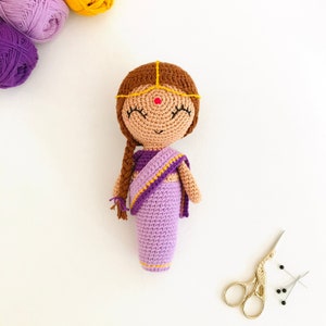 Priya the Indian Doll CROCHET PATTERN from the World of Dolls Collection by oche pots amigurumi doll sari peg doll image 1