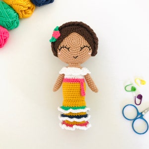 Ana María the Mexican Doll - CROCHET PATTERN - from the World of Dolls Collection - by oche pots - amigurumi - doll - peg doll - Mexico
