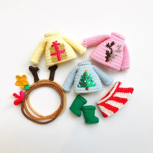 Amity&#39;s Christmas Costume - CROCHET PATTERN - doll clothing, accessories - from the Adventures of Amity Collection -ochepots -amigurumi