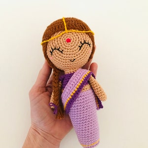 Priya the Indian Doll CROCHET PATTERN from the World of Dolls Collection by oche pots amigurumi doll sari peg doll image 4