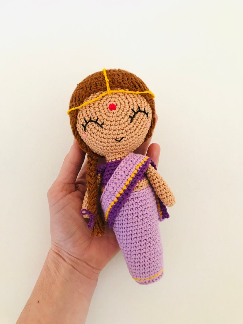 Priya the Indian Doll CROCHET PATTERN from the World of Dolls Collection by oche pots amigurumi doll sari peg doll image 4