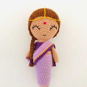 Priya the Indian Doll CROCHET PATTERN from the World of Dolls Collection by oche pots amigurumi doll sari peg doll image 2