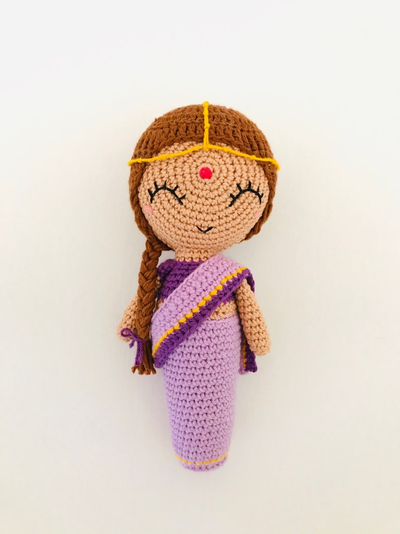 Priya the Indian Doll CROCHET PATTERN from the World of Dolls Collection by oche pots amigurumi doll sari peg doll image 2