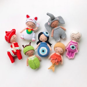 Am[i]ulets (Vol II) - CROCHET PATTERN by oche pots - 7 amigurumi amulet dolls, good luck crochet charms from around the world, lucky charms