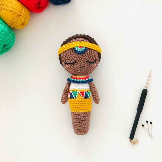 Amahle the Zulu Doll - CROCHET PATTERN - From the World of Dolls Collection  - South AFRICA - by Oche Pots - Amigurumi - Peg Doll - Etsy