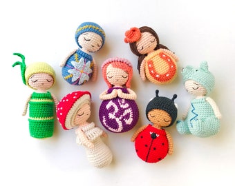 Am[i]ulets (Vol III) - CROCHET PATTERN by oche pots - 7 amigurumi amulet dolls, good luck crochet charms from around the world, lucky charms