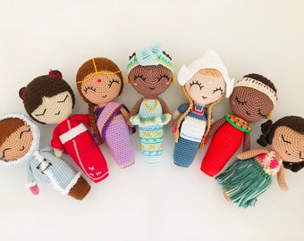 World of Dolls Collection (*A*) - PATTERN BUNDLE - crochet - amigurumi - oche pots - Inuit, Japan, India, Ghana, Dutch, Maasai, Hawaii