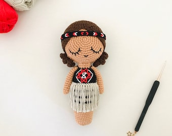 Aroha the Māori Doll - CROCHET PATTERN - from the World of Dolls Collection - New Zealand - by oche pots - amigurumi - peg doll