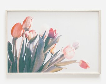 Spring flowers tulip watercolor pink flower painting print framed housewarming gift floral art print original watercolor floral art Tulips