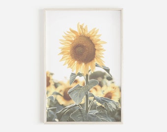 Sunflower Print, Sunflower Art Print, Modern Farmhouse Decor, Farmhouse Botanical Print, Yellow Floral Art, Sunflower Printable, Rustic Art