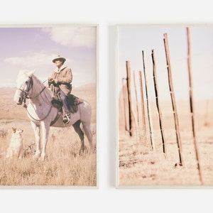 Western Cowboy Print Set of 2 Prints, Pastel Desert Prints, Western Decor, Cowboy Wall Art, Farmhouse Poster, Southwestern Digital Download