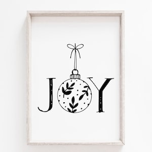 Navidad imprimible, JOY ORNAMENT Quote Print, decoración de vacaciones, arte imprimible de invierno, impresión de temporada de la granja, imprimibles de Navidad, arte DIY