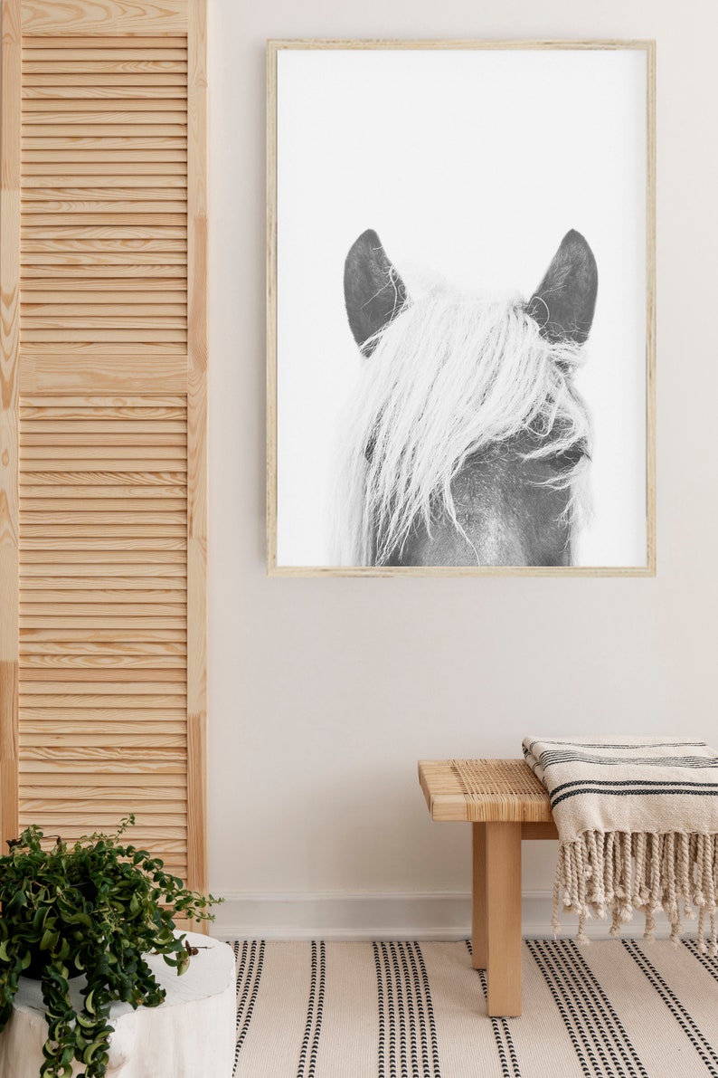 Horse print printable wall art poster black and white horse | Etsy