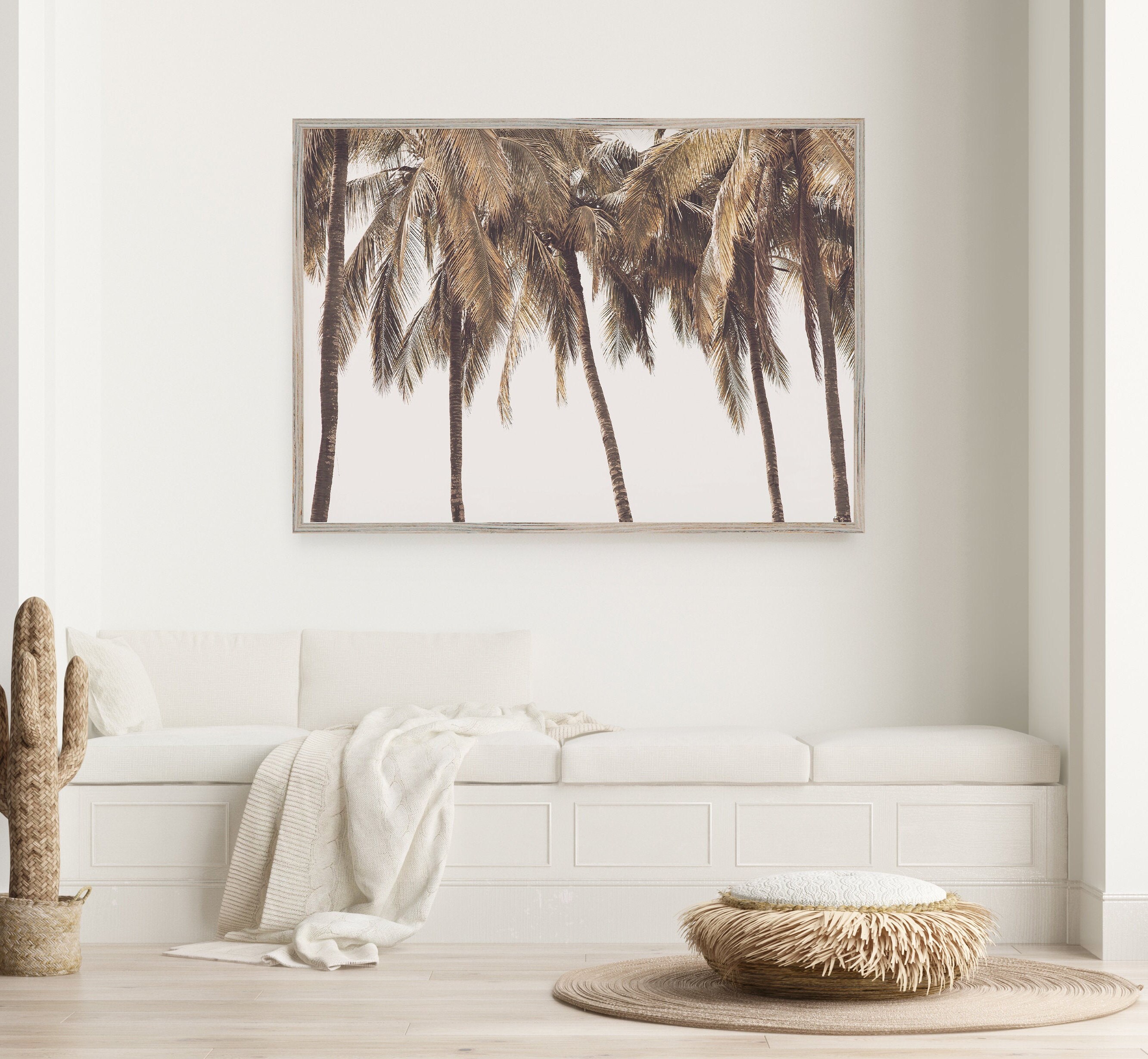 Palm Tree Print Horizontal Wall Art Pastel Beach Prints | Etsy