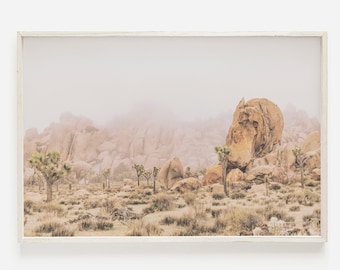 Joshua Tree Printable, Pastel Print, Desert Print, Horizontal Wall Art, Desert Photography, Wall Art Landscape, Desert Rock Art Blush Desert