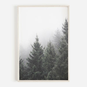 Forest Print, Forest Wall Art, Nordic Print, Green Forest Art, Foggy Forest Print,Pine Trees,Printable Wall Art,Nature Wall Art,Nature Print