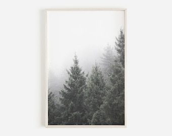 Forest Print, Forest Wall Art, Nordic Print, Green Forest Art, Foggy Forest Print, Pine Trees, Printable Wall Art, Nature Wall Art, Nature Print